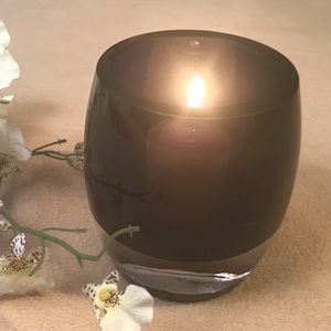 Specialty heavy glass votive candle holder, great for small bouquet cut flowers